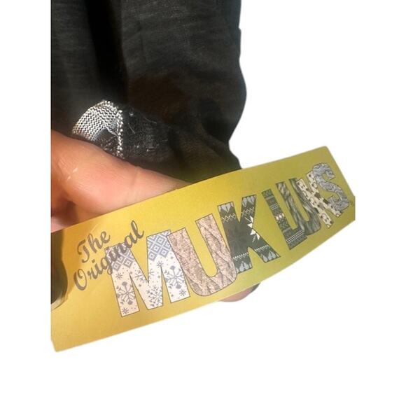 Muk Luks Gray Long Ruched Sleeve Soft Crew Neck Pullover Top Shirt Women Sz P3X - Picture 8 of 9